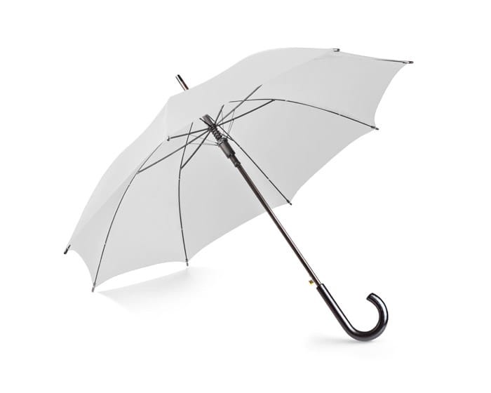 parasol reklamowy automatyczny z drewnianą rączką z nadrukiem STAR biały.jpg
